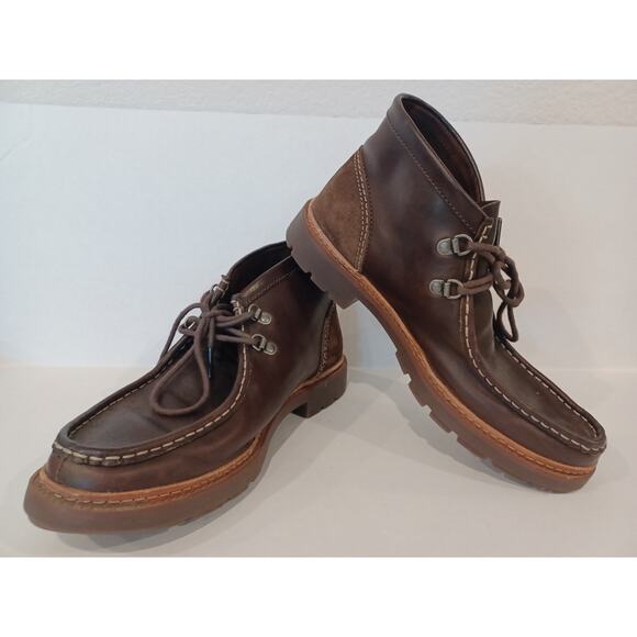 Clarks Boots Mens Chukka Brown Leather Lace Up Moc Toe Suede Heel Ankle 8 main image 8